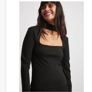 NA-KD Square Neck Choker Detail Top